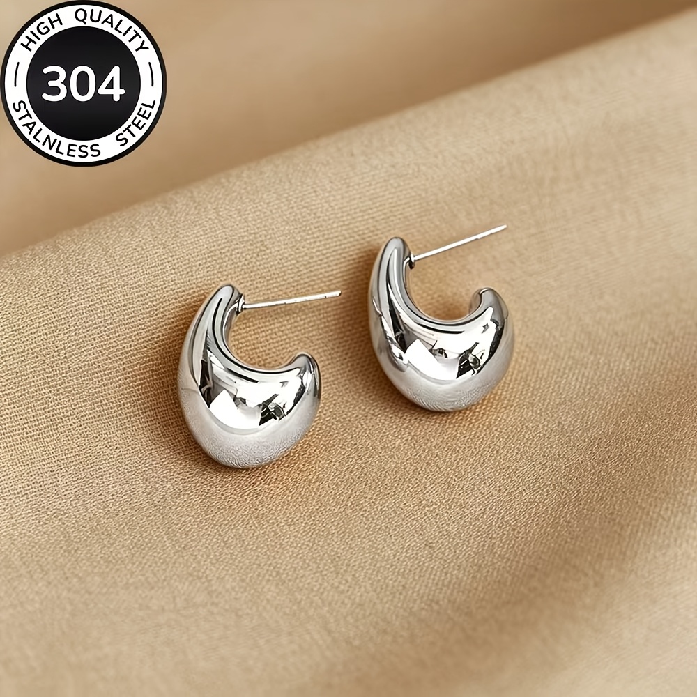 Women's Hypoallergenic Golden Stainless Steel Earrings, Elegant Design